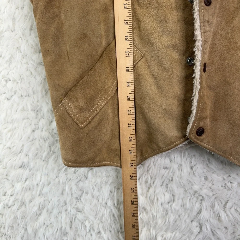 Levis Suede Sherpa Lined Western Vest XL Tan Brown Vintage 70s 80s Cowboy Rugged